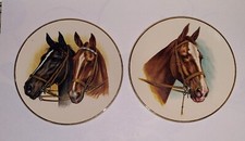 Pair Of Vintage Miniature Horse Collectors Plates Dishes Liverpool Road Pottery