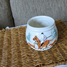 VINTAGE RETRO FOX HORSE & HOUND HUNTING SUGAR BOWL PORTLAND POTTERY COBRIDGE PPC