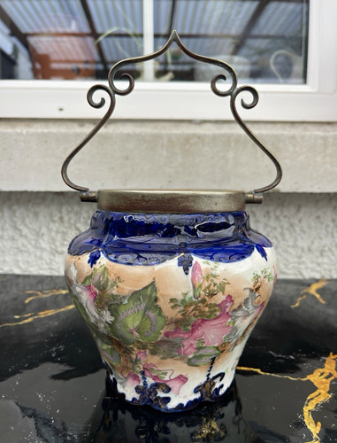 Antique biscuit barrel with - antique,