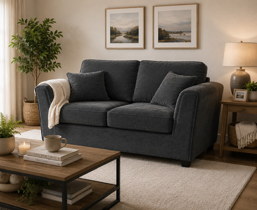 Charcoal grey fabric seater - charcoal,
