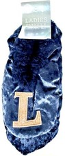 Alphabet Ladies Navy Blue Gold Glitter Snuggle Slippers Pair “L” Initial 3-4