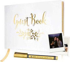 Gold Floral Design Guest Book