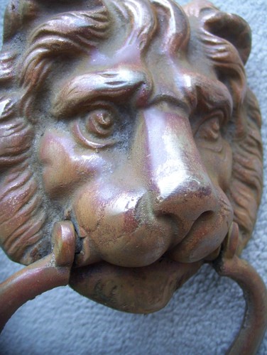 Vintage solid brass lion head - vintage,