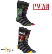 Mens Socks Marvel Comics Hulk Spider-Man Iron Man Wolverine 4 Pair Pack SOCKSHOP