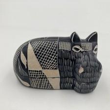 Hand-Carved Soapstone Hippo Trinket Box – Kenya Tribal Pattern Animal Carving