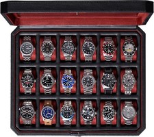 ROTHWELL 18-Slot Watch Case – Luxury Watch Box for Men, Real Glass Top