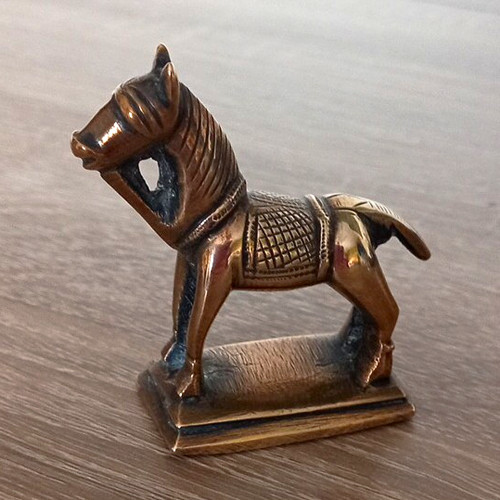Bronze metallic metal horse - metallic,