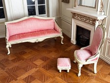 Dolls house miniature 1:12 ARTISAN sofa settee chair set