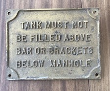 Railway Tank Brass Sign Vintage Original This Is an Old Solid Cast Brass Sign .