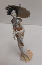 Oriental Resin Geisha Figurine Height 11.5" White Apricot Unglazed Finish