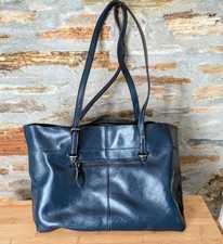 Large Navy Leather Handbag S-Zone