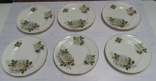 Six (6) Royal Standard (?) Bone China White Rose Pattern Side Plates 6.25 in dia