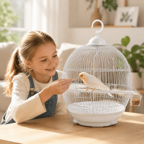 Round bird cage - bird, with