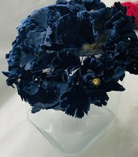 Vintage Blue Velvet Floral Hat