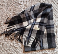 House Of Tweed Scotland Scarf For Men Black/grey Checked 13.5 Inch By 73 Inch