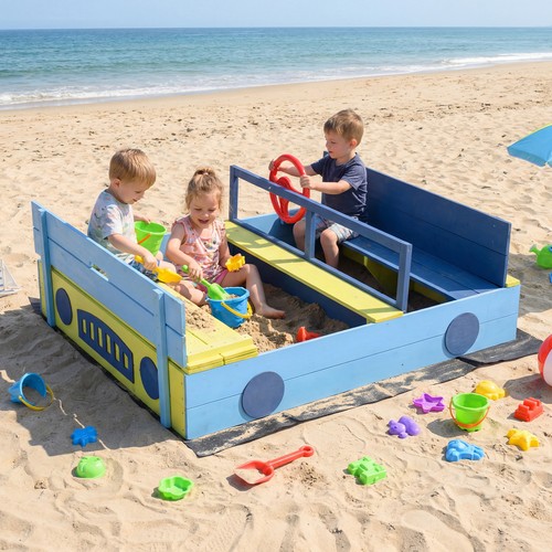 Sandpit with bench - sandpit,