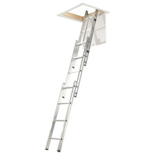 Loft Ladder Aluminium Meta  3 Section  Attic Access & Handrail 3m Werner 7600