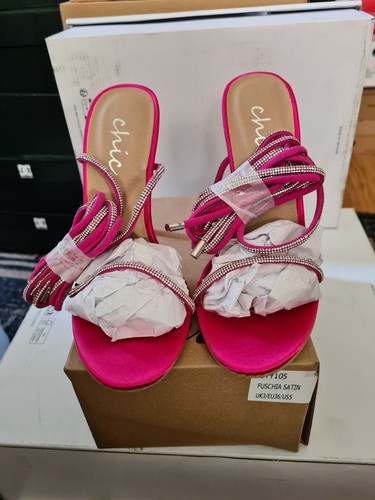 Chic fuschia satin strappy - chic,