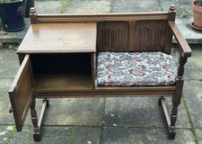 Vintage oak hall seat - oak,