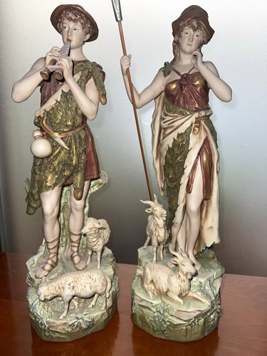 Royal dux 1900 - shepherd, pair