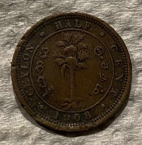 Ceylon sri lanka - 1908., 1/2