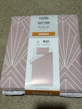  Pink white Reversible Single Duvet Cover Set George NEW