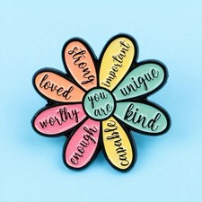 Motivational Flower Pin Badge