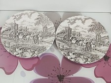 Vintage Set of 2 Brown Saucers