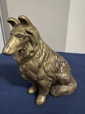 Vintage solid brass collie dog