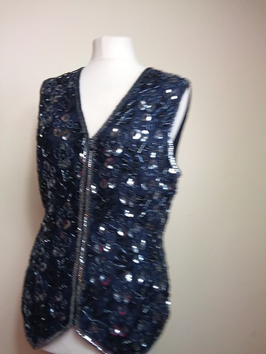 Vintage navy blue - blue, sequin