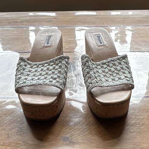 Dune white leather woven slip - white,