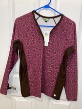 NWT Next Women's Pink Brown Floral Print Long Sleeve Surf Shirt Swimwear M
