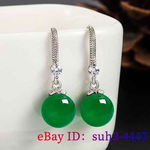 Green real jade - real, earrings