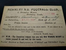 RARE VINTAGE BRAMLEY NU FOOTBALL CLUB SELECTION POSTCARD 1920 FLETCHER