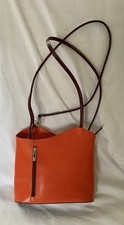 Florence Made In Italy Orange & Brown Leather Cloe Interchangeable Bag