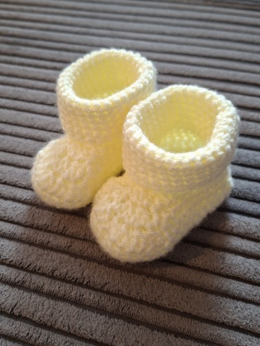 Light yellow baby booties - baby,
