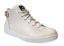 TRAVEL FOX Men's Malibu Nappa Leather Round Toe Lace-Up Mid-Top White 915601-007