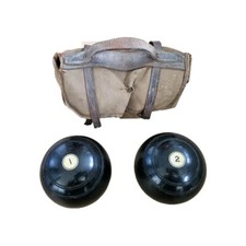 Vintage 1930's Wooden Lawn Bowls W.Lindop Manchester 3 BIAS  5 IN