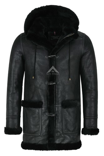 Men leather sheepskin duffle - sheepskin,