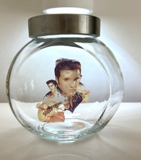 ELVIS PRESLEY GLASS STORAGE JAR flour Rice Biscuits