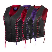 HL14859TEYELET WOMEN SIDE LACE VEST  M/O BUFFALO LEATHER