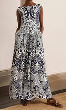 Boden Black & White DOLLY Kaleidoscope Sleeveless Jersey Summer Maxi Dress 14 R