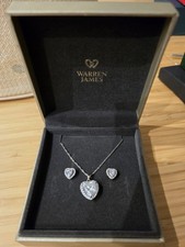 Silver Heart Necklace and Earrings Set from warren james