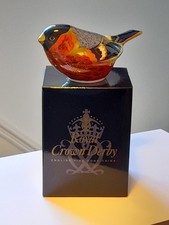 ROYAL CROWN DERBY BULLFINCH PAPERWEIGHT c.2004 GOLD STOPPER (BOXED) EXCELLENT 