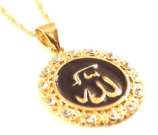 Name Of God Allah in Arabic Chain Necklace & Pendant Islamic Gold Koran Muslim