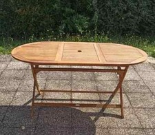 Large Garden Dining Table Solid Wood Folding Rustic Wooden Oval Patio Furniture