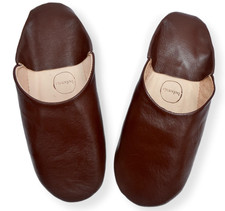 MENS MOROCCAN LEATHER BABOUCHE SLIPPERS SHEEPSKIN SLIDES MULES *HANDMADE*