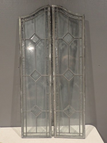 Pair antique leaded glass - antique?,