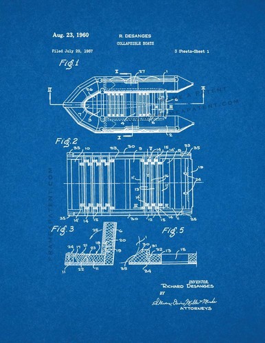 Collapsible boats patent print - collapsible,