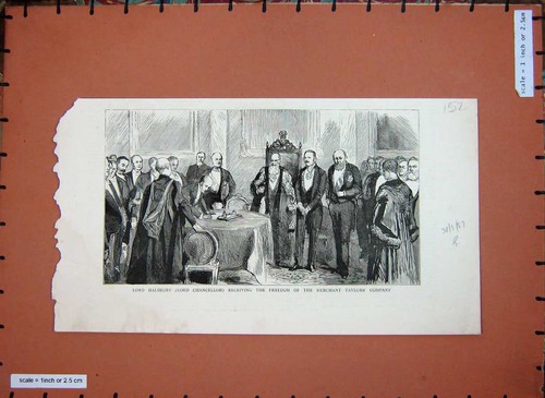 Original old antique print - old,